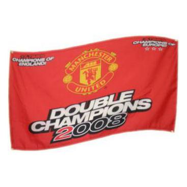 Manchester United Double Champions Flagga